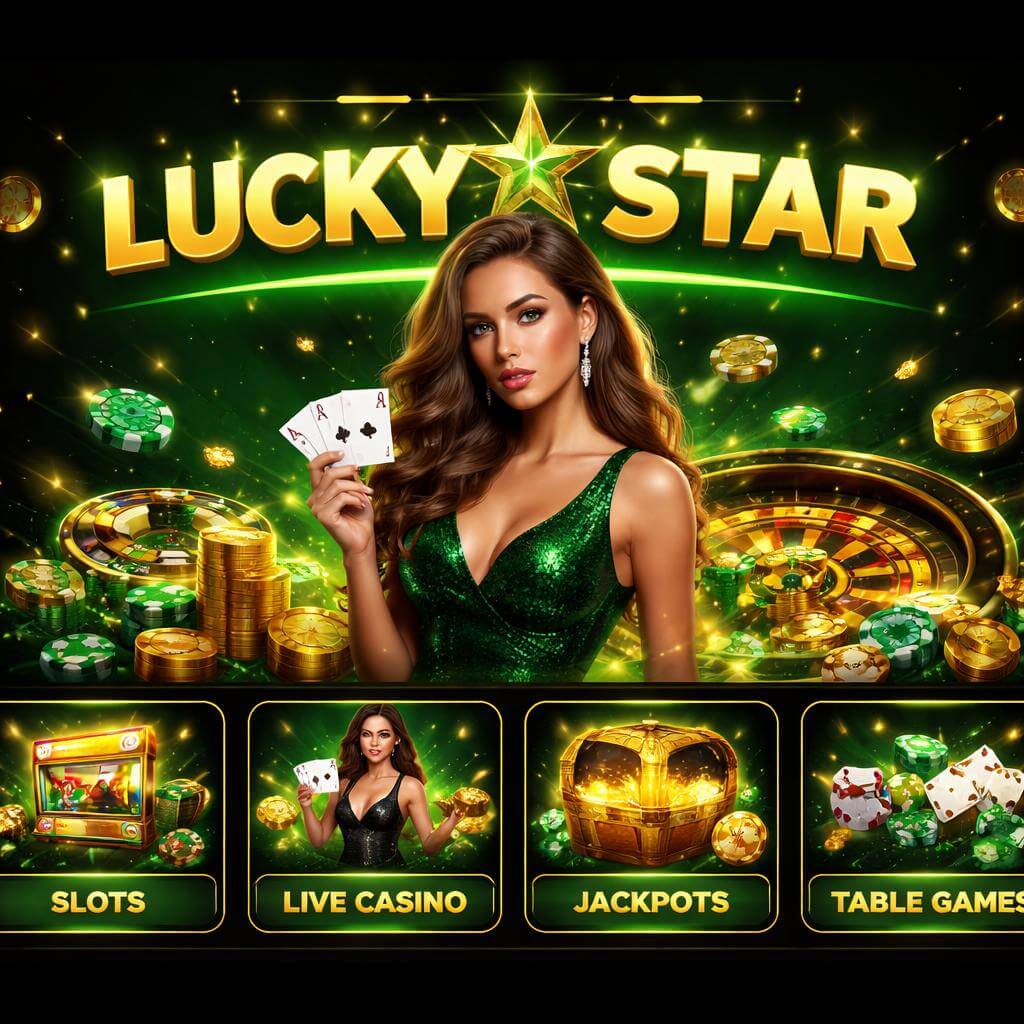 LUCKY STAR CABA Casino promo image with jackpot slots and live games